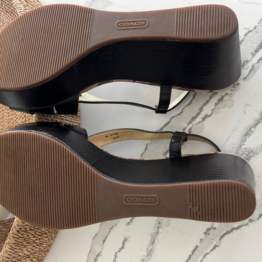 COACH Vintage Mollie Wedge Woven Sandal. Chocolate Brown Size 8 - Picture 2 of 8